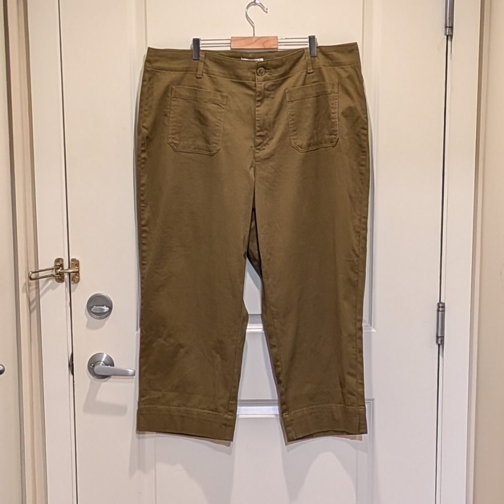 NWT Bagatelle Collection 2X Dark Tan Crop Length Wide Leg Trousers - Picture 3 of 6